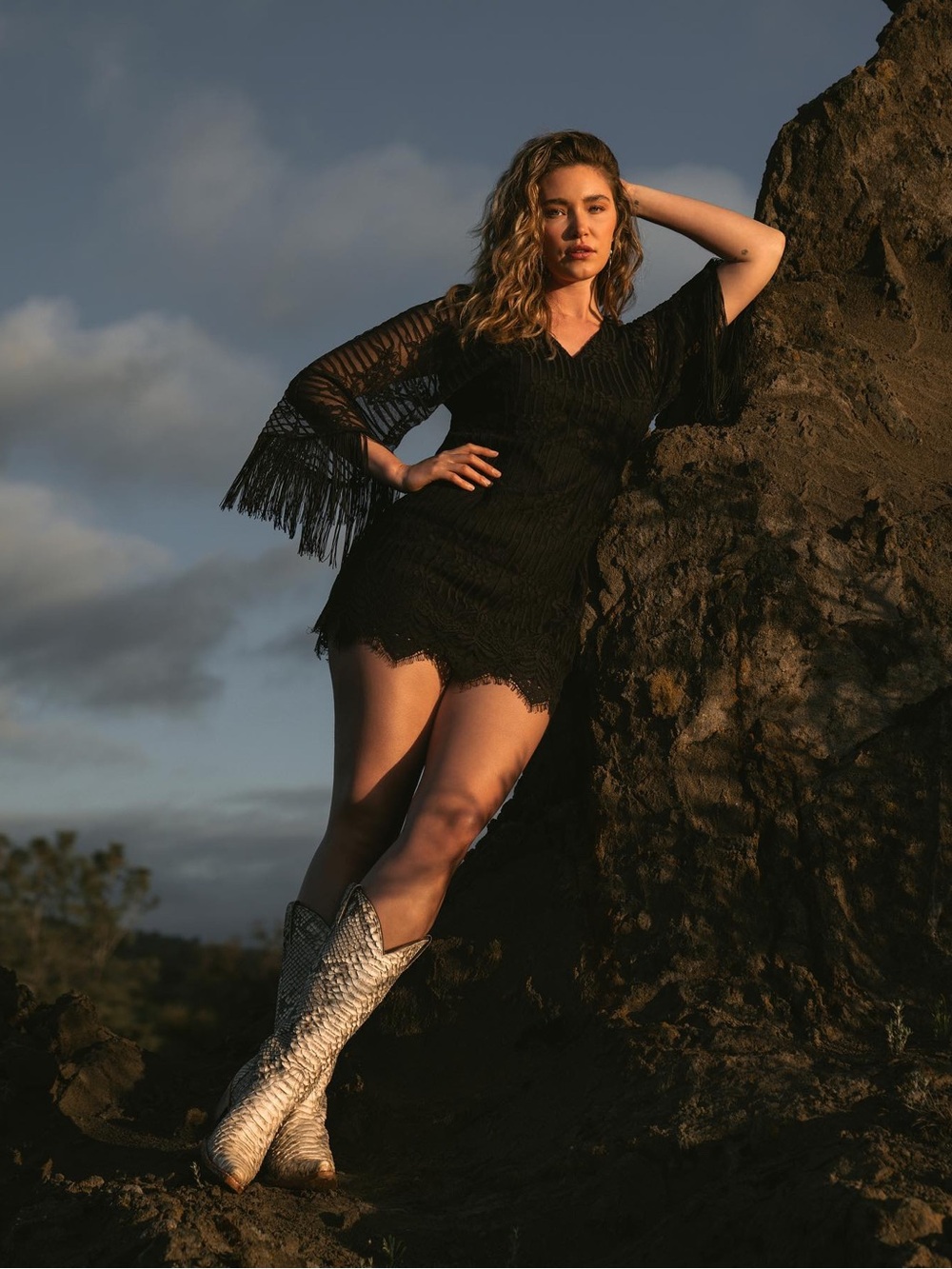 Idyllwind Celosia Black Fringe Lace Mini Dress
